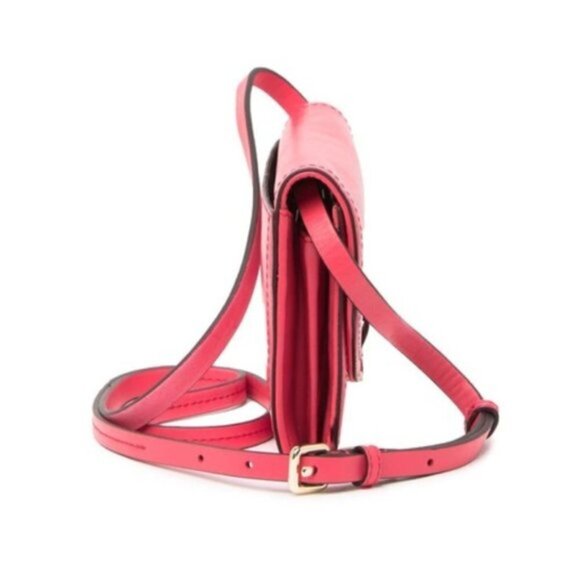 Cole Haan Womens Pink Leather Fold Over Smartphone Strappy Crossbody Handbag New - Picture 5 of 9
